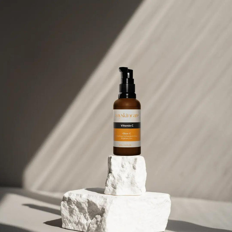 Glow C Serum with Vitamin C to brighten skin, reduce dark spots, and boost radiance for a youthful glow.